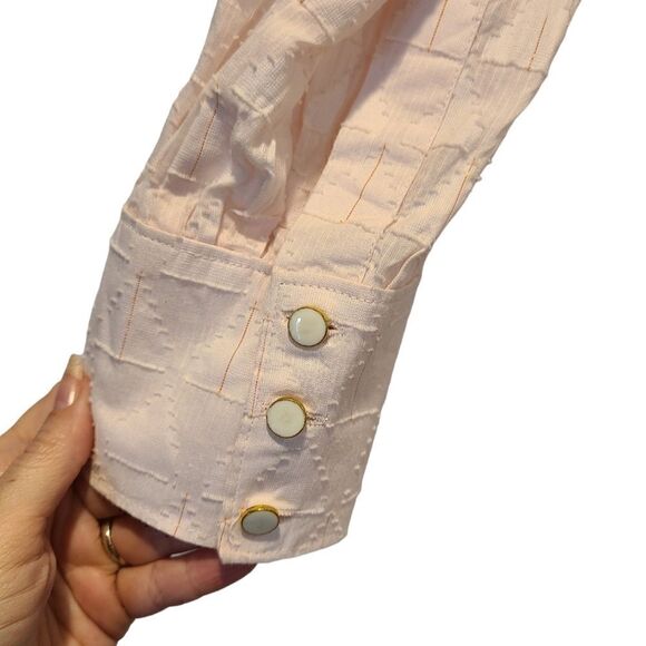 Roller Rabbit Textured Relaxed Long Sleeve Popover Tunic Blush Pink | XL - Picture 5 of 8